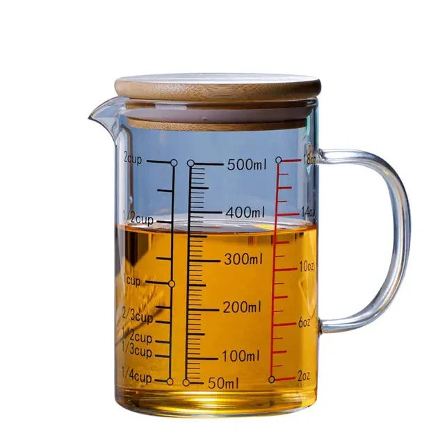 Glass Measuring Cup Food Grade High Borosilicate Glass Cups with Lid by Bowlift