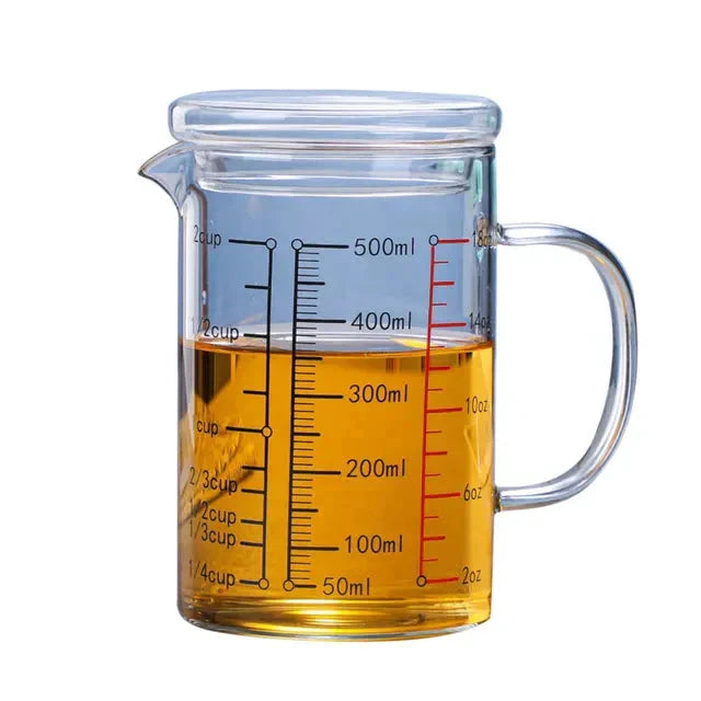 Glass Measuring Cup Food Grade High Borosilicate Glass Cups with Lid by Bowlift
