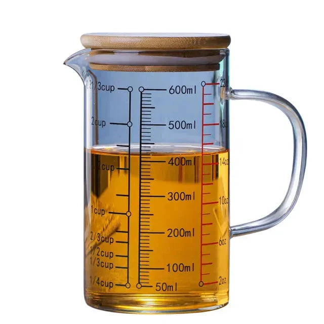 Glass Measuring Cup Food Grade High Borosilicate Glass Cups with Lid by Bowlift
