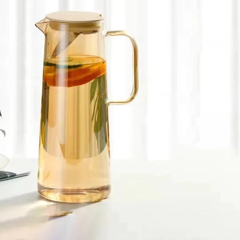 Glass Pitcher with Lid Easy Clean Heat Resistant Glass Water Jug by Bowlift