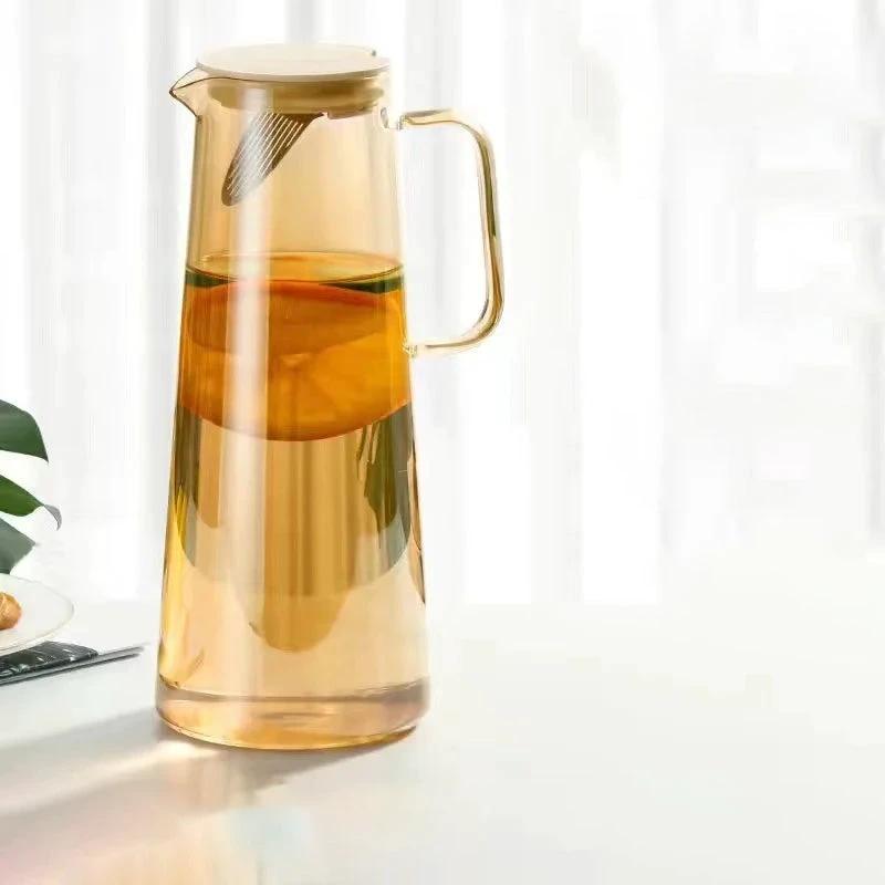 Glass Pitcher with Lid Easy Clean Heat Resistant Glass Water Jug by Bowlift
