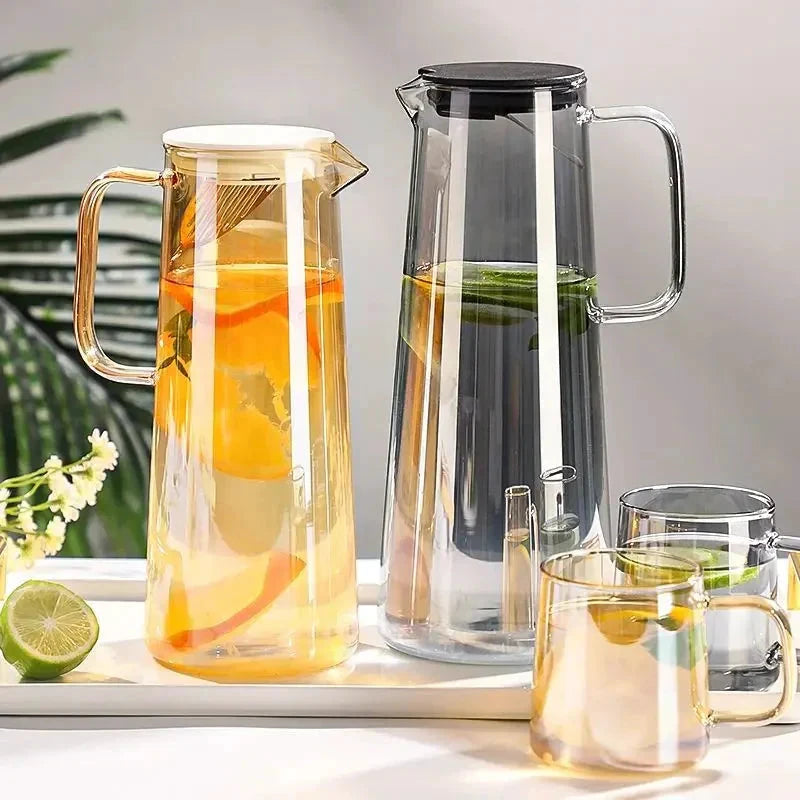 Glass Pitcher with Lid Easy Clean Heat Resistant Glass Water Jug by Bowlift