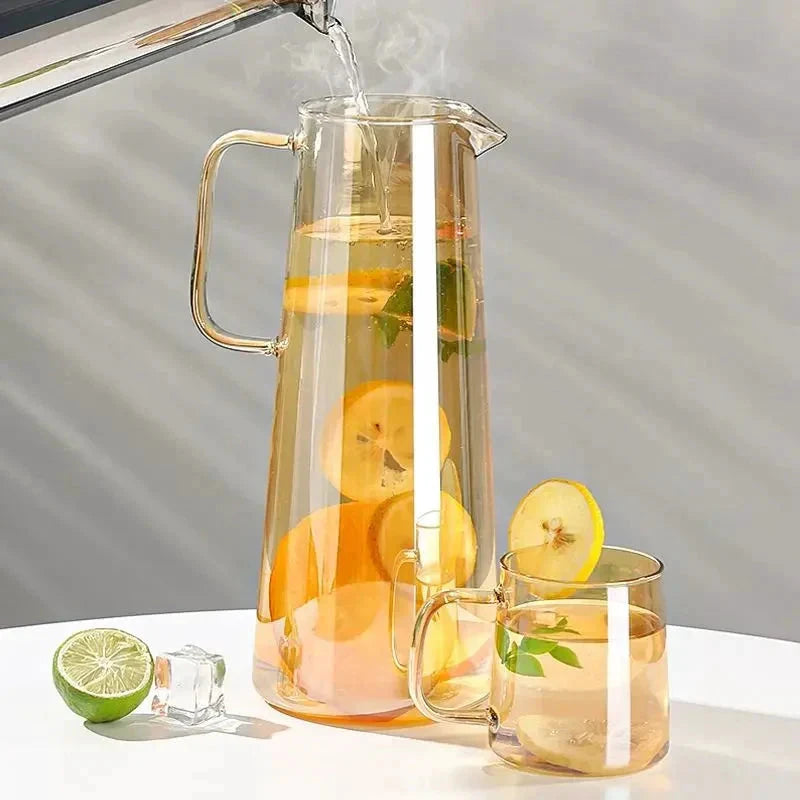 Glass Pitcher with Lid Easy Clean Heat Resistant Glass Water Jug by Bowlift