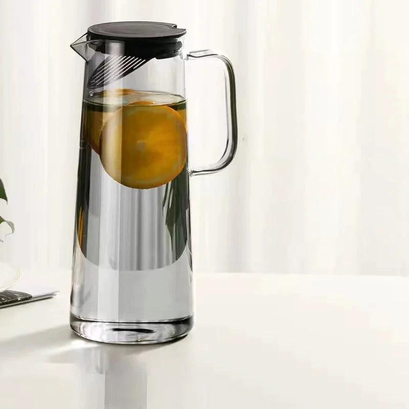 Glass Pitcher with Lid Easy Clean Heat Resistant Glass Water Jug by Bowlift