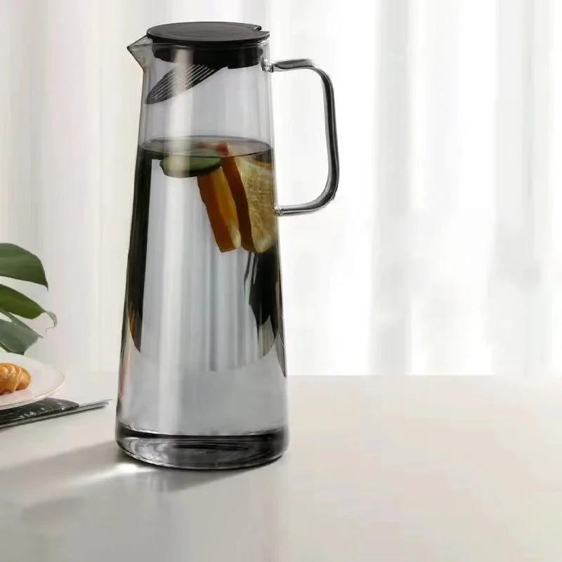 Glass Pitcher with Lid Easy Clean Heat Resistant Glass Water Jug by Bowlift