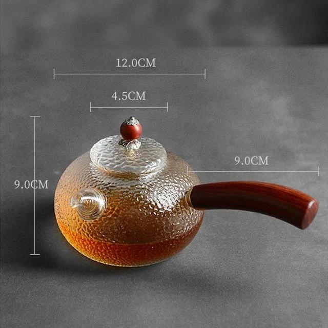 Glass Pot Filter Wood Handle Tea Ceremony Transparent Teawear Sets by Bowlift