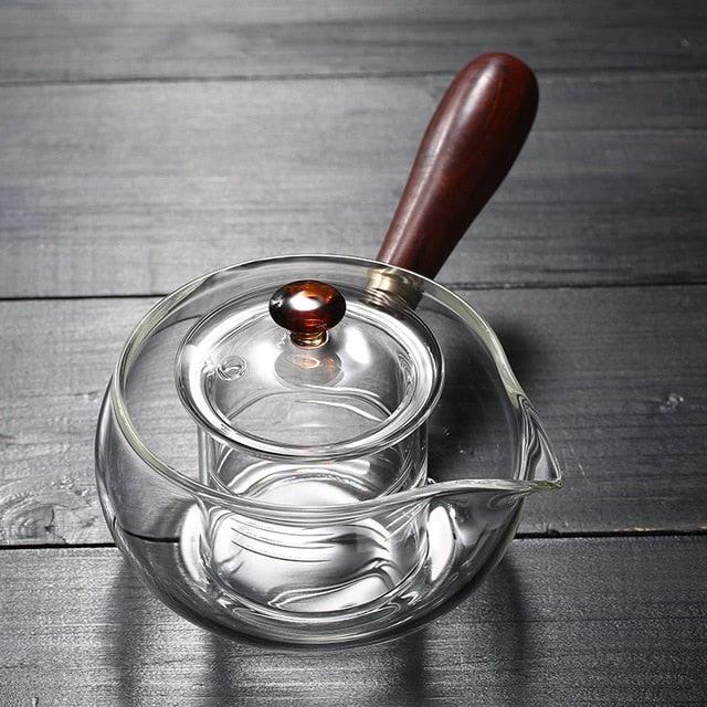 Glass Pot Filter Wood Handle Tea Ceremony Transparent Teawear Sets by Bowlift
