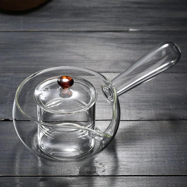 Glass Pot Filter Wood Handle Tea Ceremony Transparent Teawear Sets by Bowlift