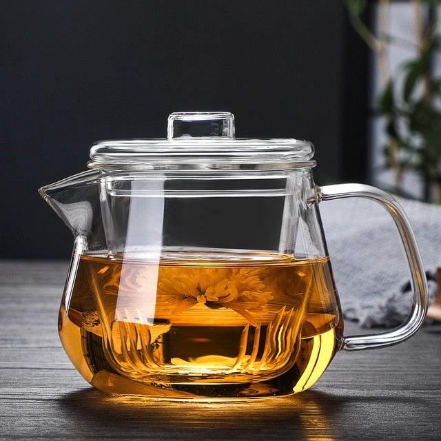 Glass Pot Filter Wood Handle Tea Ceremony Transparent Teawear Sets by Bowlift