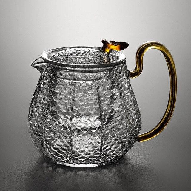 Glass Pot Filter Wood Handle Tea Ceremony Transparent Teawear Sets by Bowlift
