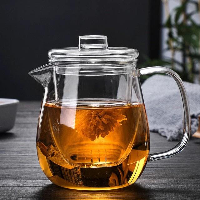 Glass Pot Filter Wood Handle Tea Ceremony Transparent Teawear Sets by Bowlift