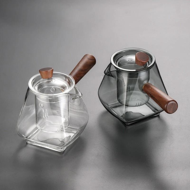 Glass Pot Filter Wood Handle Tea Ceremony Transparent Teawear Sets by Bowlift