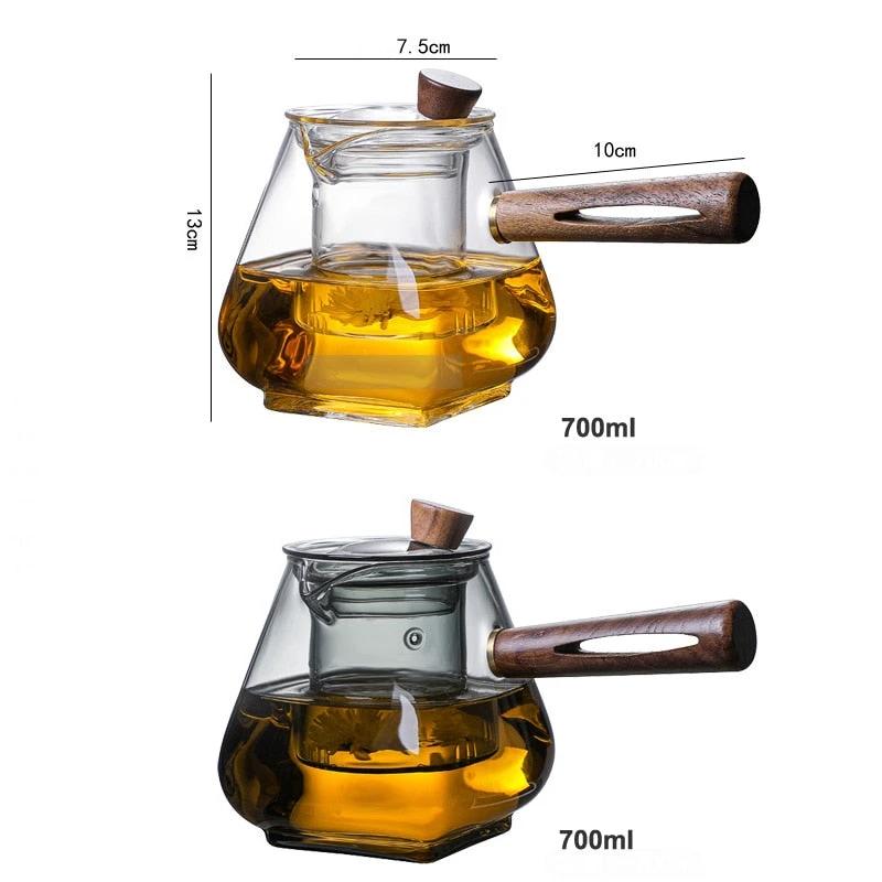 Glass Pot Filter Wood Handle Tea Ceremony Transparent Teawear Sets by Bowlift