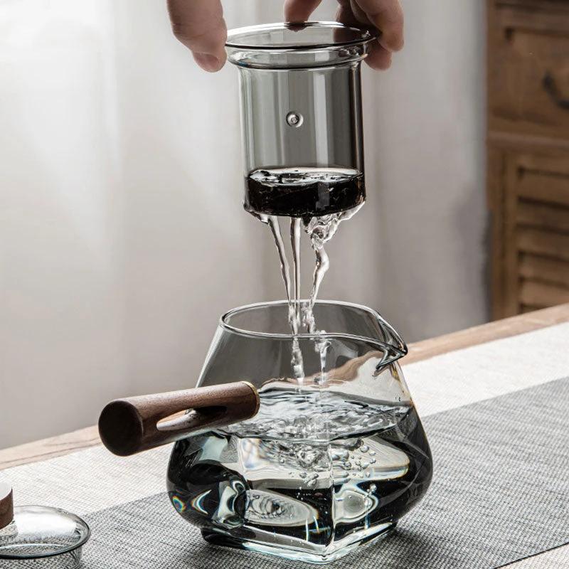 Glass Pot Filter Wood Handle Tea Ceremony Transparent Teawear Sets by Bowlift