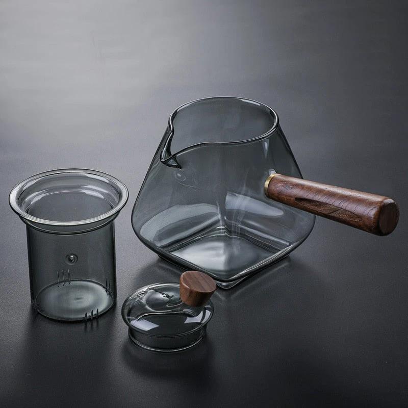 Glass Pot Filter Wood Handle Tea Ceremony Transparent Teawear Sets by Bowlift
