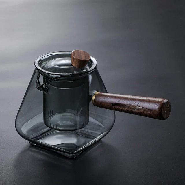 Glass Pot Filter Wood Handle Tea Ceremony Transparent Teawear Sets by Bowlift
