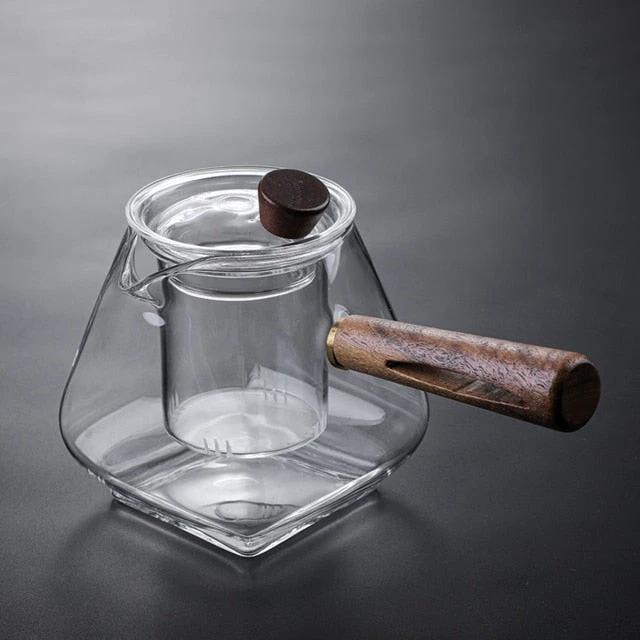 Glass Pot Filter Wood Handle Tea Ceremony Transparent Teawear Sets by Bowlift