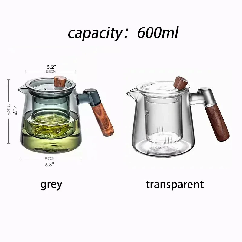 Glass Tea Kettle with Infuser Heat Resistant Teapot with Wooden Handle by Bowlift