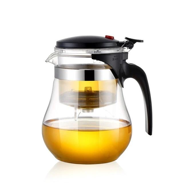 Glass Teapot Wood Handle Tea Ceremony Transparent Set Cup by Bowlift