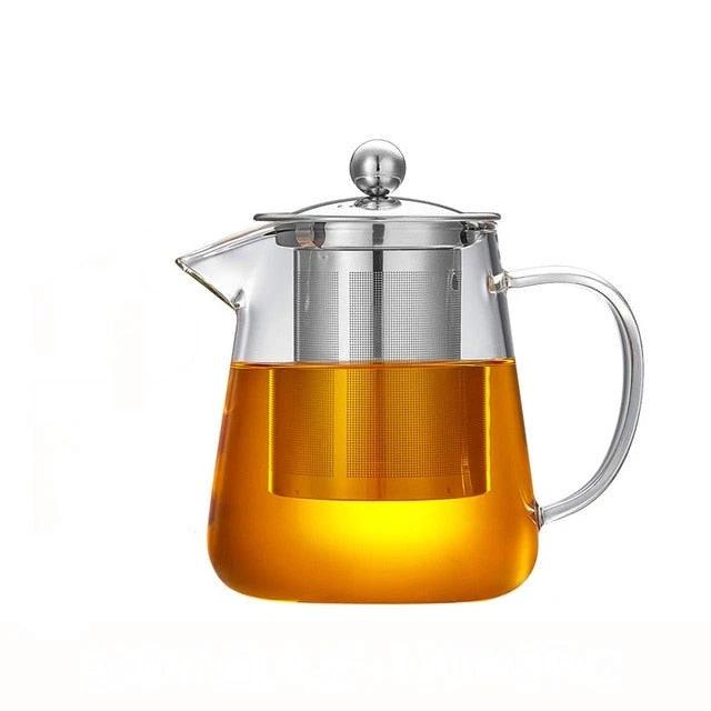 Glass Teapot Wood Handle Tea Ceremony Transparent Set Cup by Bowlift