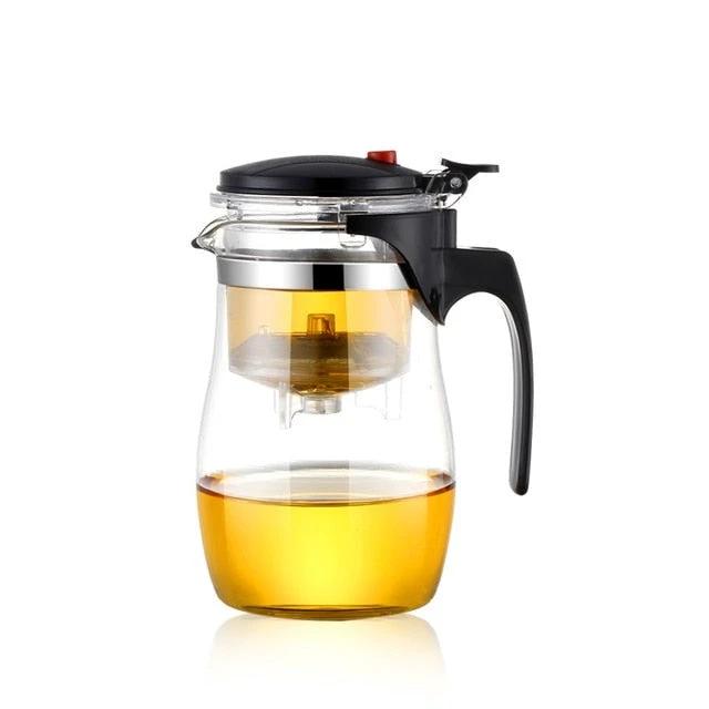 Glass Teapot Wood Handle Tea Ceremony Transparent Set Cup by Bowlift
