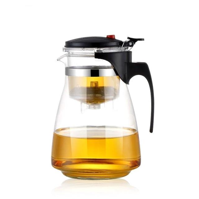 Glass Teapot Wood Handle Tea Ceremony Transparent Set Cup by Bowlift