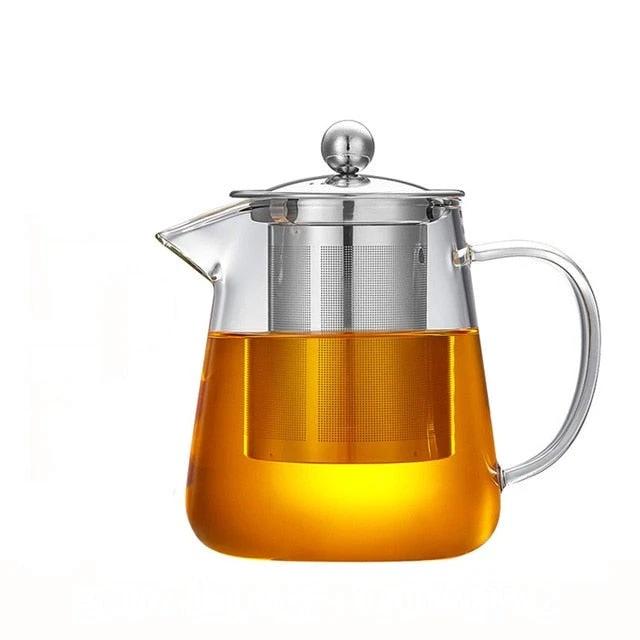 Glass Teapot Wood Handle Tea Ceremony Transparent Set Cup by Bowlift