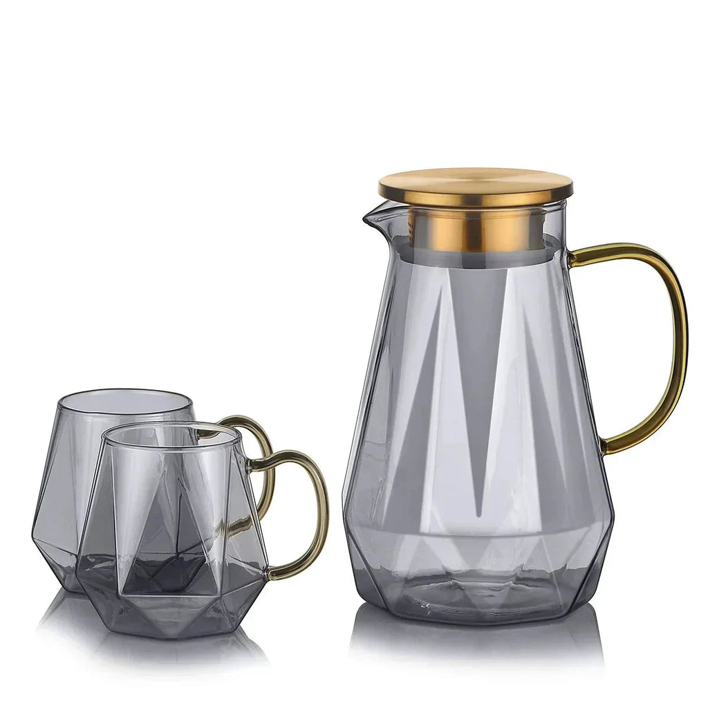 Glass Water Bottle Kettle Gradient Diamond Shaped Water Kettle Water Cups by Bowlift