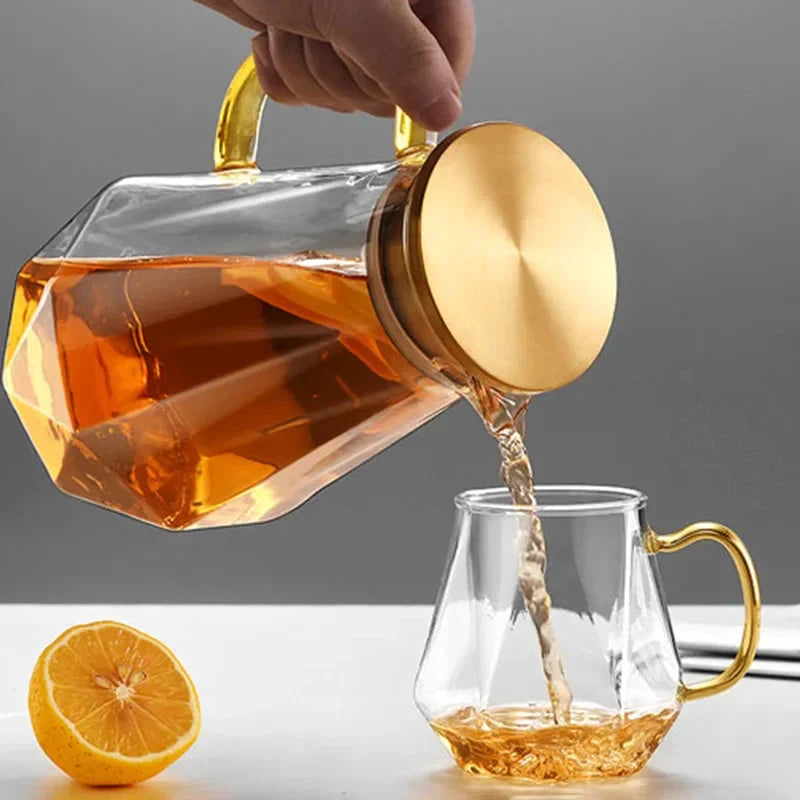 Glass Water Bottle Kettle Gradient Diamond Shaped Water Kettle Water Cups by Bowlift