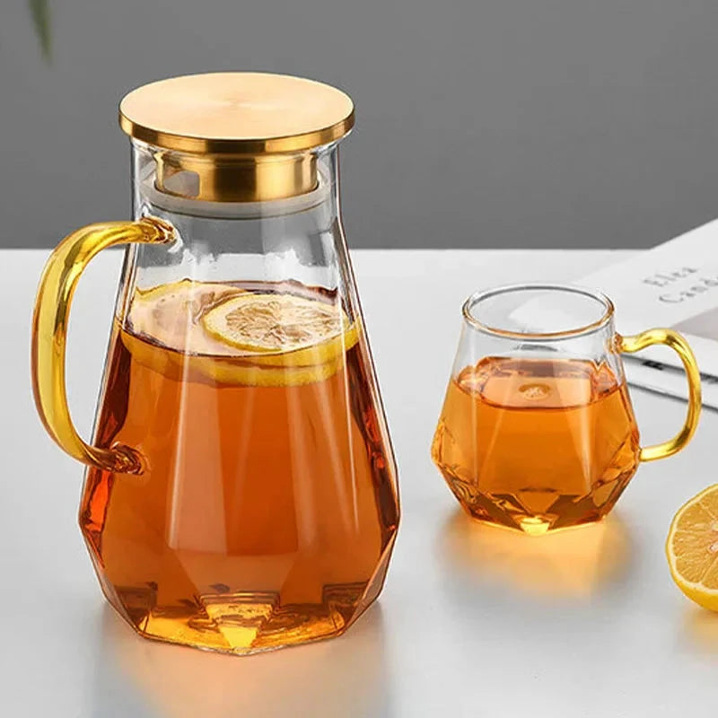 Glass Water Bottle Kettle Gradient Diamond Shaped Water Kettle Water Cups by Bowlift