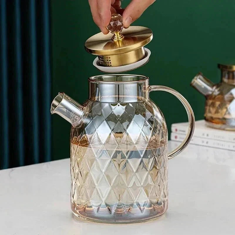 Glass Water Bottles Amber Color Home Flower Teapot Kettle Thermal Pot by Bowlift
