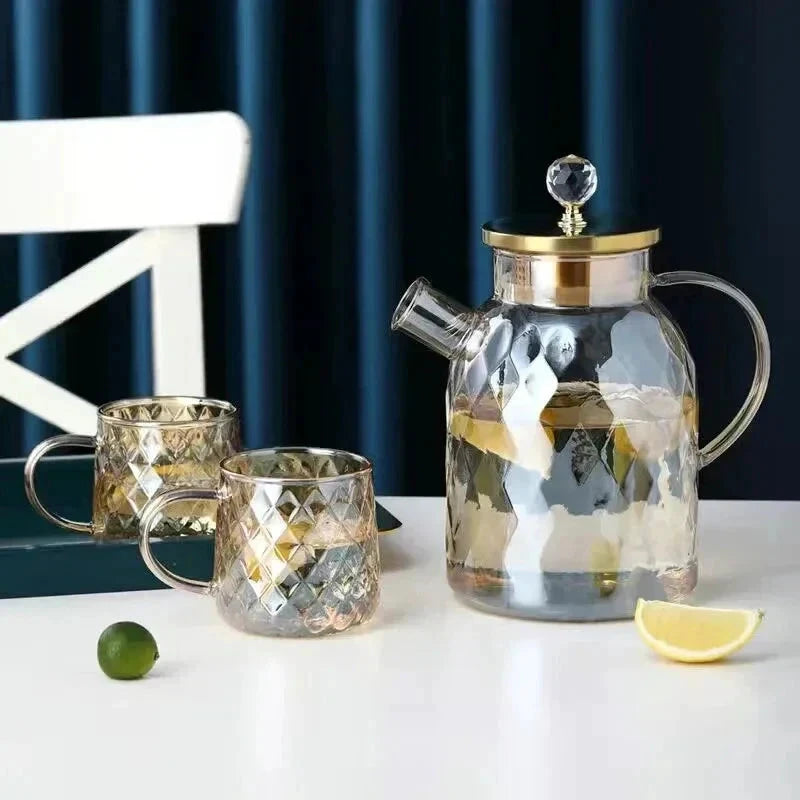 Glass Water Bottles Amber Color Home Flower Teapot Kettle Thermal Pot by Bowlift