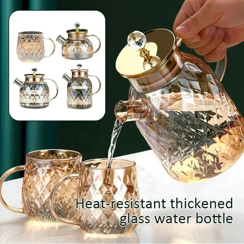 Glass Water Bottles Amber Color Home Flower Teapot Kettle Thermal Pot by Bowlift