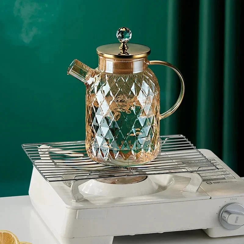 Glass Water Bottles Amber Color Home Flower Teapot Kettle Thermal Pot by Bowlift