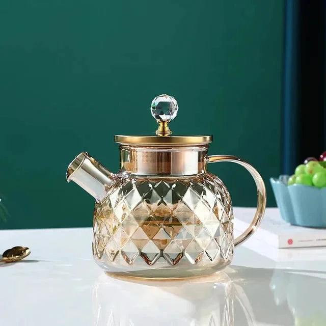 Glass Water Bottles Amber Color Home Flower Teapot Kettle Thermal Pot by Bowlift