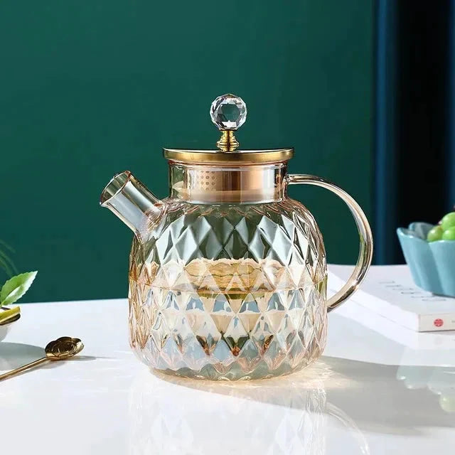Glass Water Bottles Amber Color Home Flower Teapot Kettle Thermal Pot by Bowlift