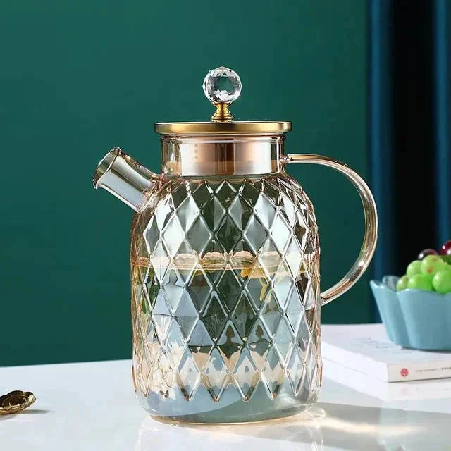Glass Water Bottles Amber Color Home Flower Teapot Kettle Thermal Pot by Bowlift