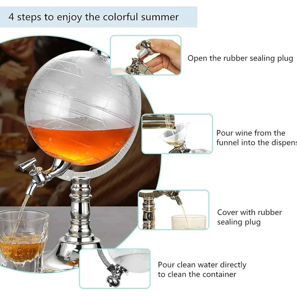 Globe Decanter Drink Dispenser Home Bar Liquor Dispenser Decanter by Bowlift