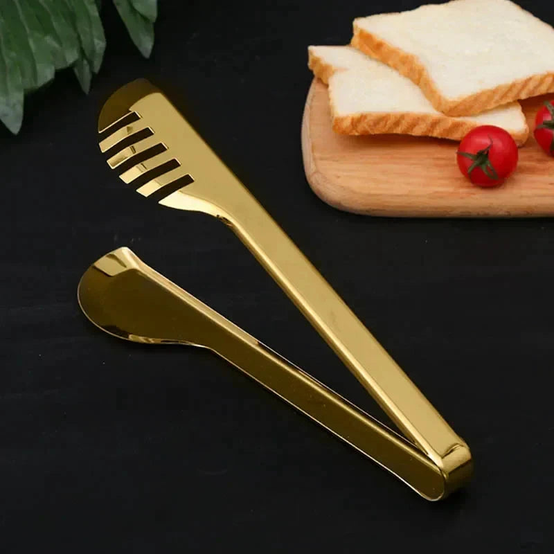 Golden Stainless Steel Food Tongs Kitchen Tools Serving Tong by Bowlift