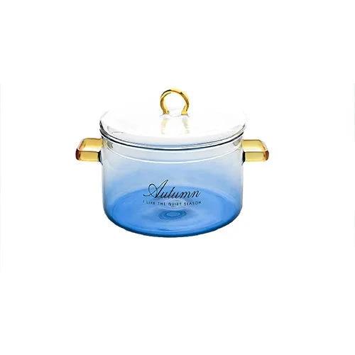 Gradient Color Glass Saucepan Pot With Cover Heat-resistant Casserole by Bowlift