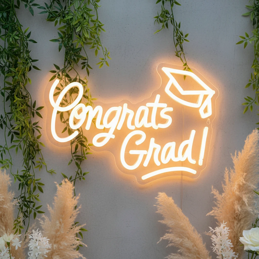 Congrats Grad Neon Sign for Graduation Party Decor by Neonchics