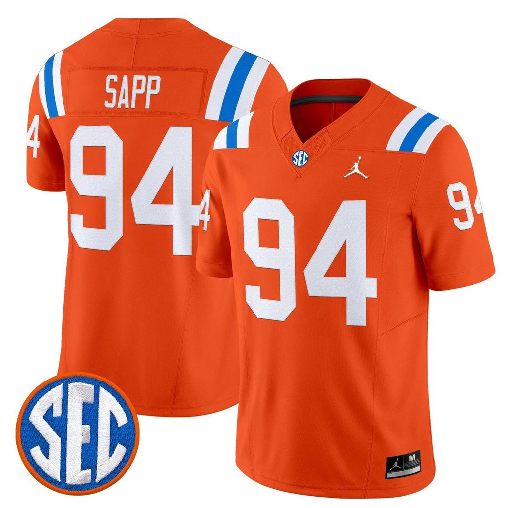 Tyreak Sapp Jersey #94 Florida Gators 1960s Throwback Vapor Limited Orange by My Store NCAA Football Jerseys