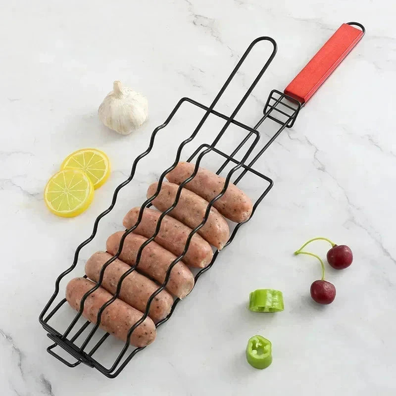 Grill Basket Stainless Steel BBQ Tool Barbecue Rack for Hot Dog by Bowlift