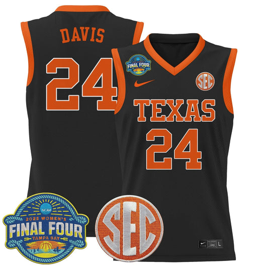 Clarissa Davis Jersey #24 Texas Longhorns 2025 Sec Final Four Patch Orange by My store basketball