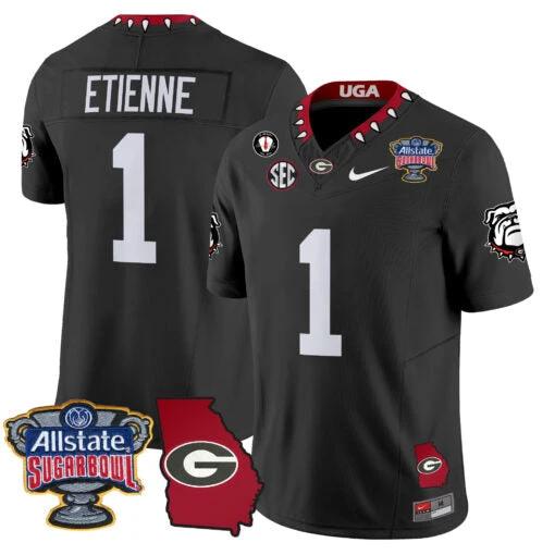 Trevor Etienne Jersey #1 Georgia Bulldogs 2025 Sugar Bowl Patch Vapor Black by My Store