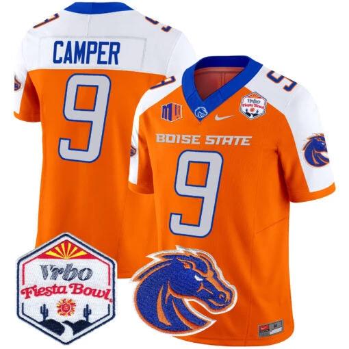 Cameron Camper Jersey #9 Boise State Broncos 2025 Fiesta Bowl Patch Vapor Orange by My Store