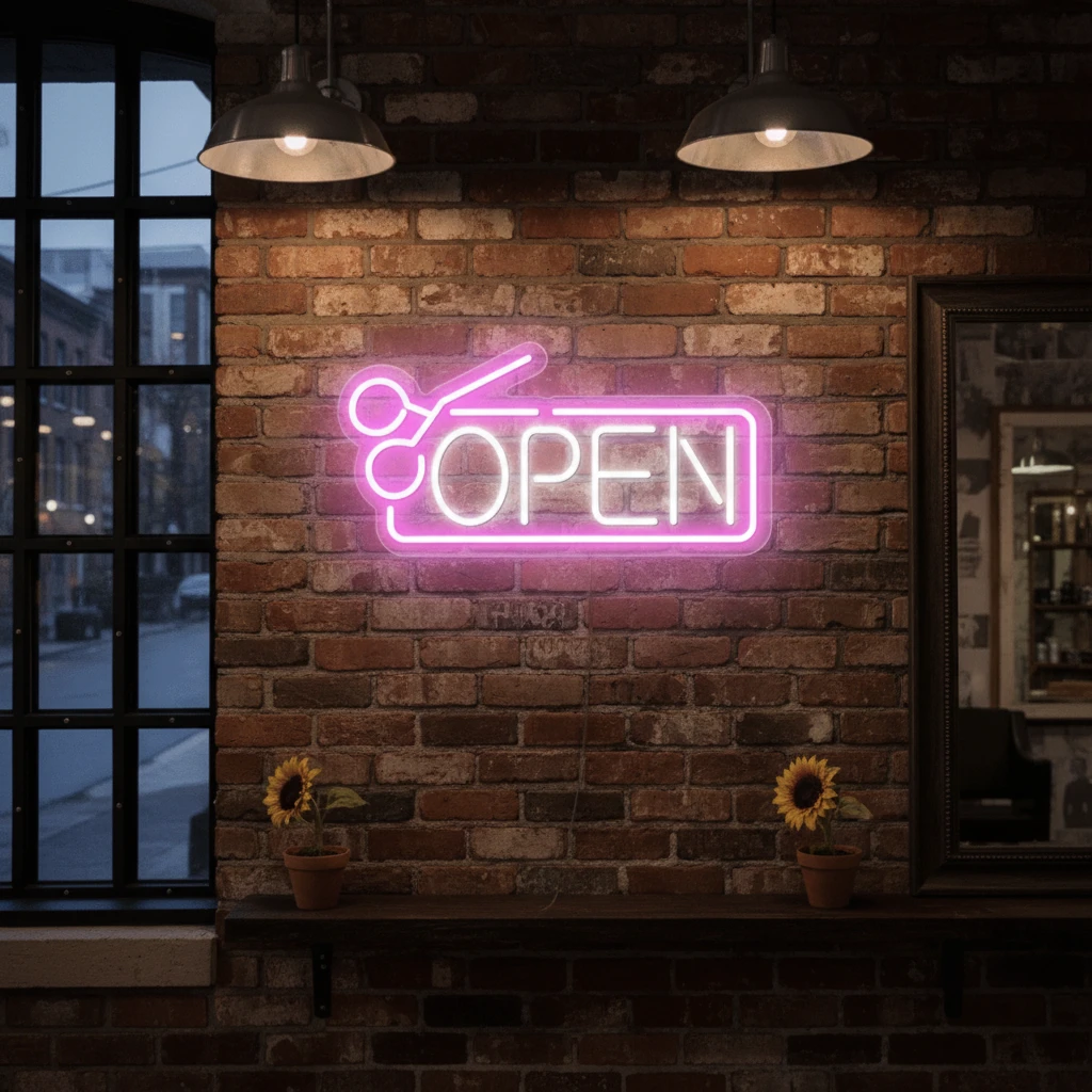 Hair Salon Open Neon Sign Custom Shop Neon Sign by Neonchics