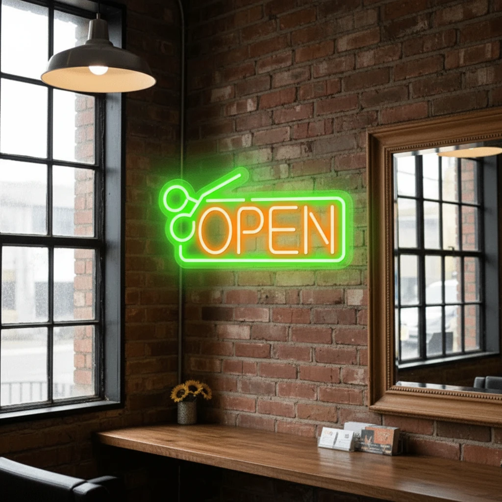 Hair Salon Open Neon Sign Custom Shop Neon Sign by Neonchics