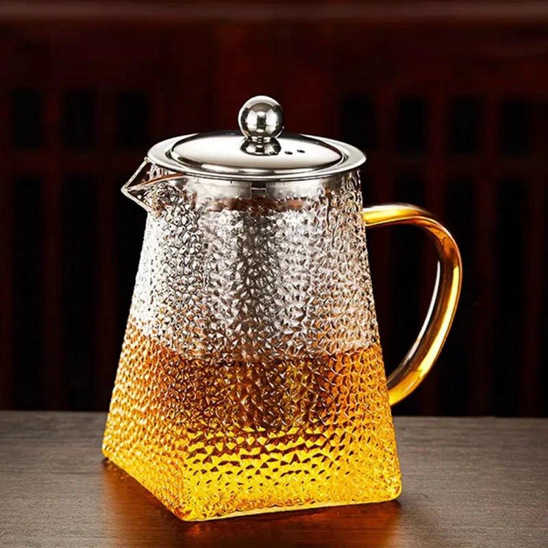 Hammer Glass Teapot With Stainless Steel Filter Heat Resistant Teapot by Bowlift