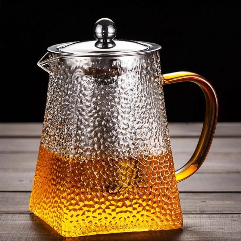 Hammer Glass Teapot With Stainless Steel Filter Heat Resistant Teapot by Bowlift